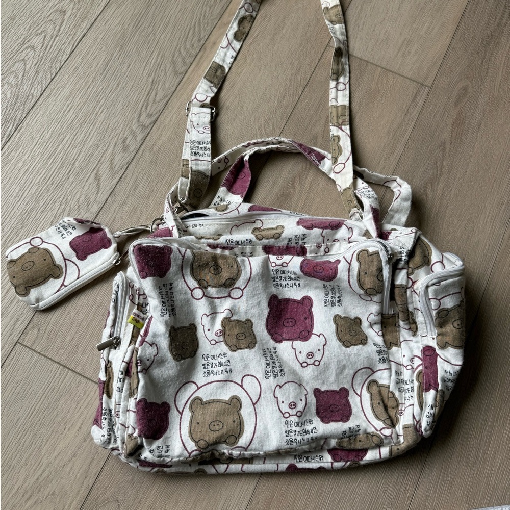 Bag with Cute Brown and Pink Pig Design